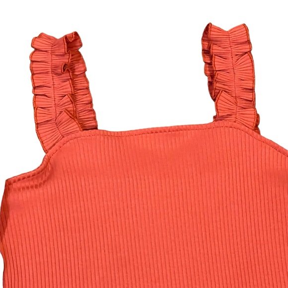 BOHME tank tops ribbed ruffles size XL white pink/orange color - Picture 2 of 8